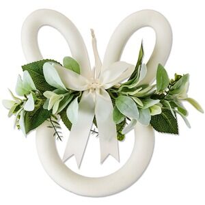 Way To Celebrate Easter Bunny Wreath – Flocked Cream, 14"